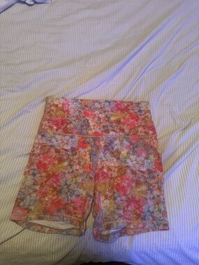lululemon athletica Floral Pink Orange Multicolor High-Rise Athletic Shorts